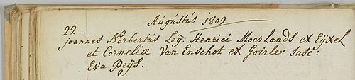 Doopacte Joannes Norbertus Moerlands 1809.JPG