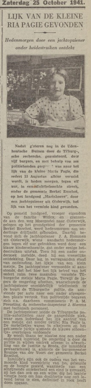 1941-10-25 Nieuwe Tilburgsche Courant Ria Pagie gevonden.jpg